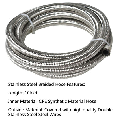 ALL-CARB Blue-red Stainless Steel Braided Fuel Line 8AN 10FT with 6PCS Swivel Fuel Hose Fitting Adapter Kit