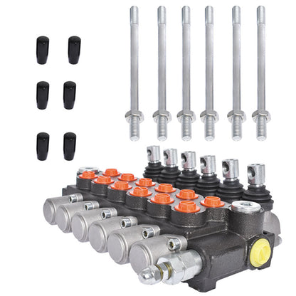 ALL-CARB Hydraulic Valve 6 Spool Hydraulic Directional Control Valve Double Acting Control Valve 13 GPM 3600 PSI SAE Ports