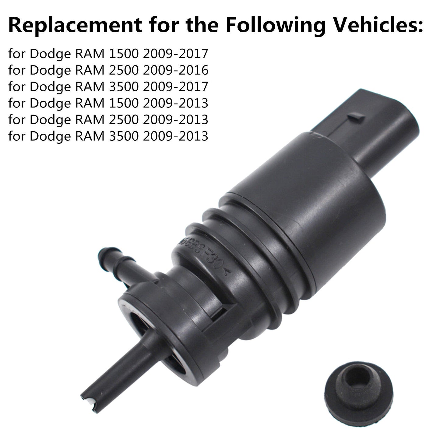 ALL-CARB 68071576AA Windshield Washer Pump With Grommet Replacement for 2009-2017 1500 2500 3500