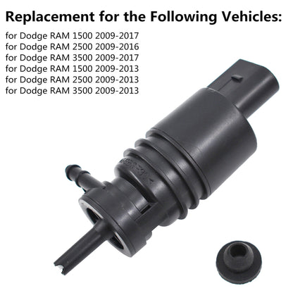 ALL-CARB 68071576AA Windshield Washer Pump With Grommet Replacement for 2009-2017 1500 2500 3500