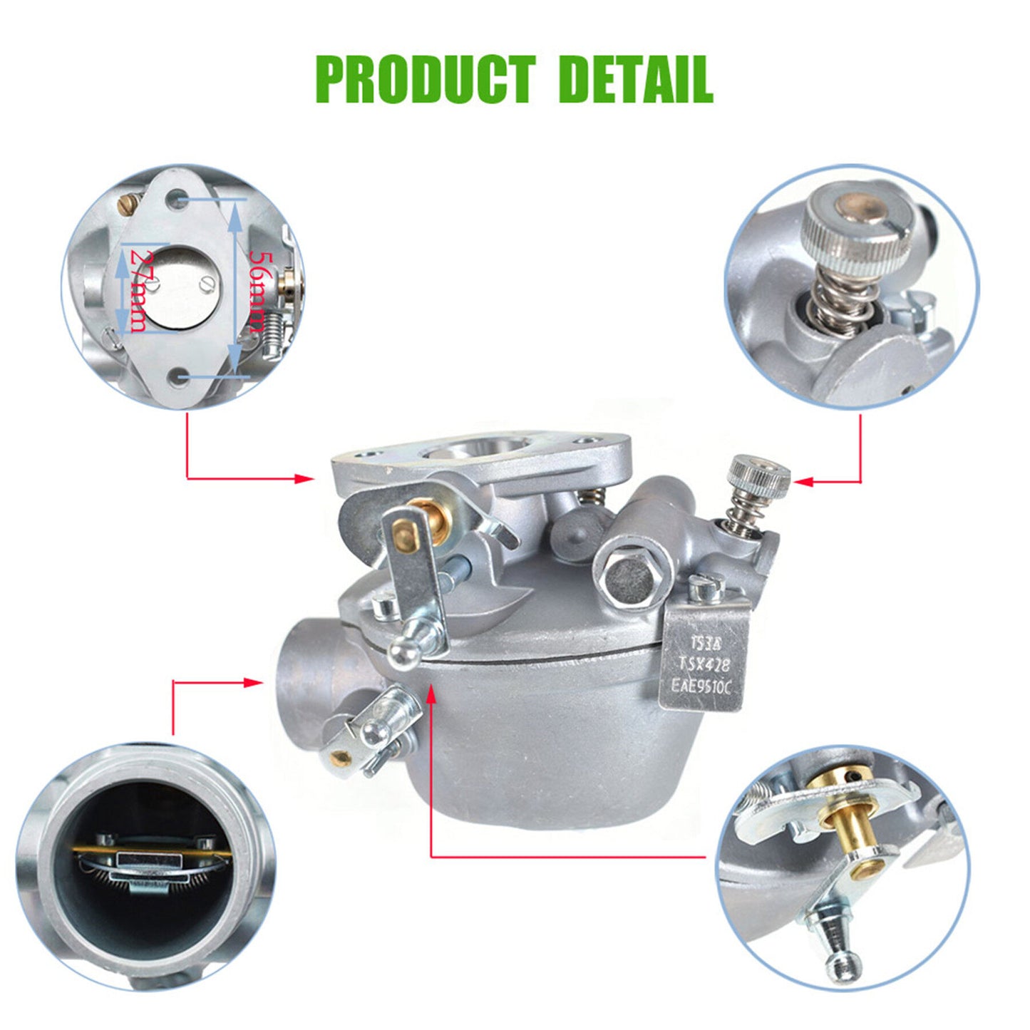 ALL-CARB EAE9510C Tractor Carburetor B2NN9510A Replacement for Ford Jubilee NAA NAB Tractor Marvel Schebler TSX428 600 700 Series with 134 CID Gas Engines