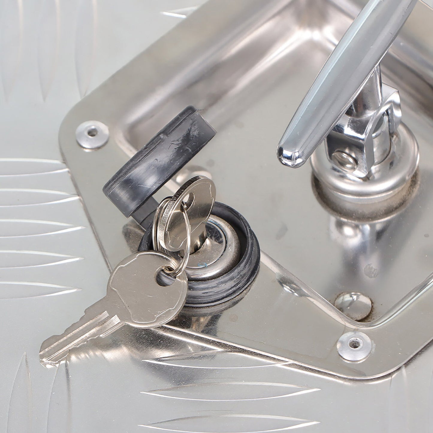 ALL-CARB 24 Inch Trailer Tongue Tool Box Aluminum Heavy Duty Truck Pickup Underbody Underbed Storage Organizer 5 Bar Tread Tool Box Weather Resistant Seal w/Lock & Keys Siver