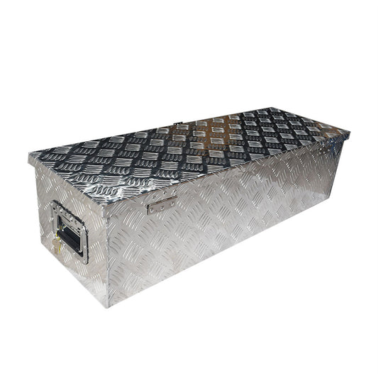 ALL-CARB 39 Inch Trailer Tongue Tool Box Aluminum Heavy Duty Truck Pickup Underbody Underbed Storage Organizer 5 Bar Tread Tool Box w/Lock & Keys Siver