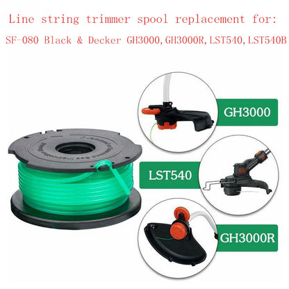 3-Pack 20ft 0.08in String Trimmer Line Green Spool Replacement for SF-080 GH3000 GH3000R LST540 LST540B