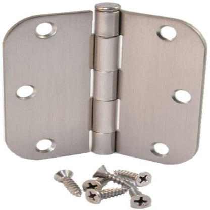 ALL-CARB 3.5 Inch x 3.5 Inch Door Hinges Satin Nickel 5/8 inch Radius Corner Hardware Controls 30 Pack