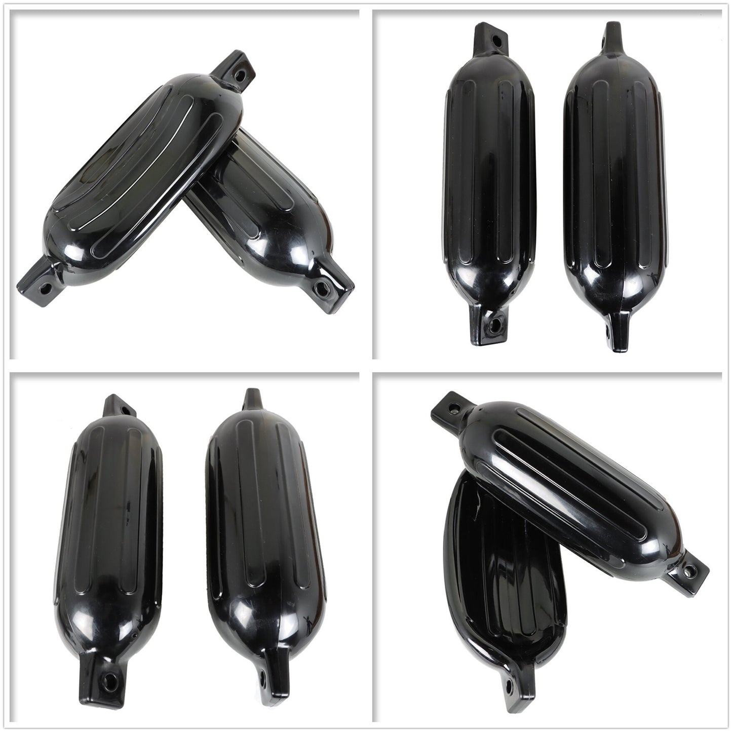 ALL-CARB 8.5 x 27 Inches Boat Fenders Vinyl Ribbed Marine Boat with Fender Lines & Pump to Inflate