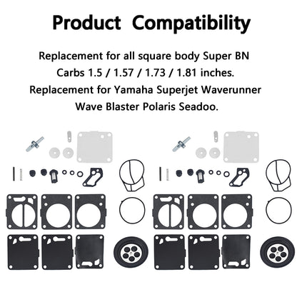 2pcs Carburetor Rebuild Kits Replacement for Yamaha Polaris Seadoo 650 717 720 787 800 SP GS GTX HX XP SP Carb