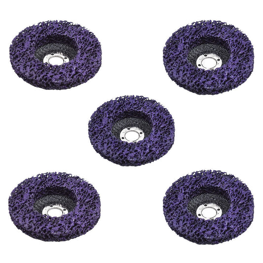 ALL-CARB 5Pcs 4 Inch x 5/8 Inch Purple Easy Clean and Strip Discs Wheel Fit for Wood Metal Fiberglass Surface Preparation Conditioning and Finishing