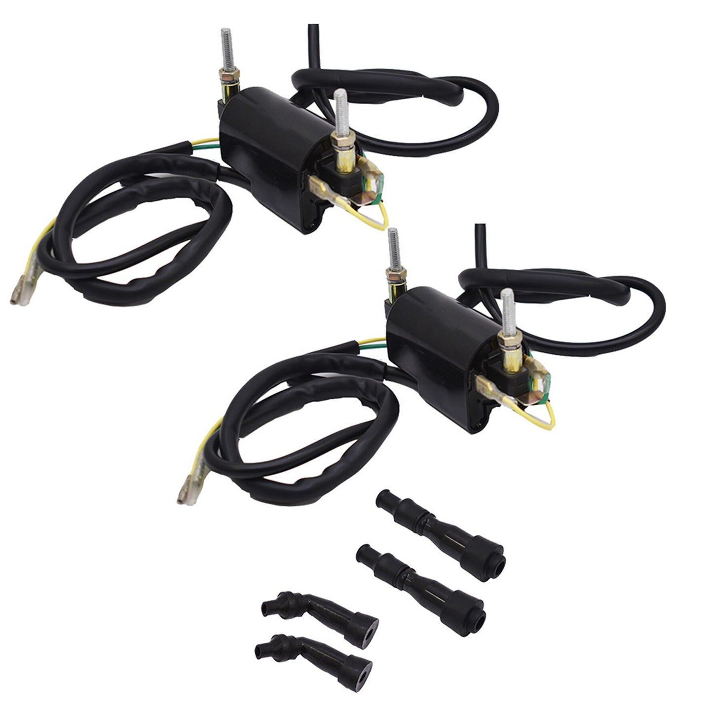 ALL-CARB Dual Lead Wire Ignition Coil 12Volts Replacement for Honda Kawasaki Yamaha Suzuki CA CB CM KZ XS GS 750 400 450 175 21121-1174