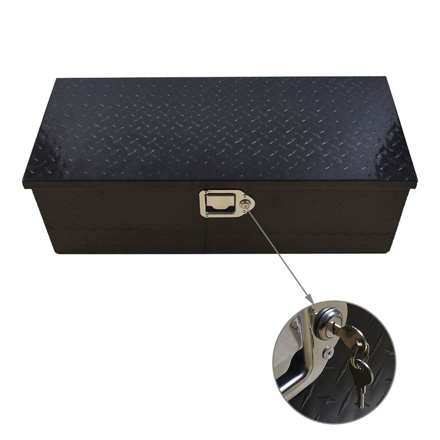 ALL-CARB 30 Inch Trailer Tongue Tool Box Aluminum Heavy Duty Truck Pickup Underbody Underbed Storage Organizer Diamond Tread Tool Box Lift w/Lock & Keys Black