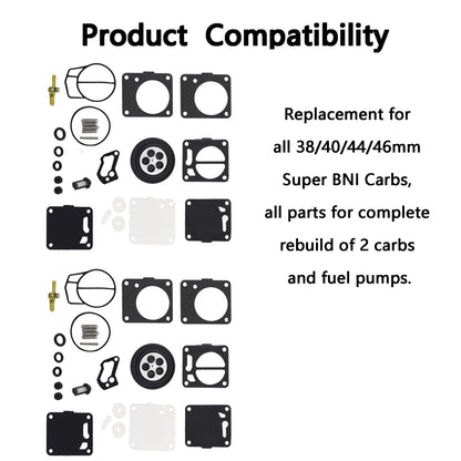 ALL-CARB 2 x Carb Carburetor Repair Kits Replacement for Yamaha VXR Wave Blaster Wave Raider XL700 XL760