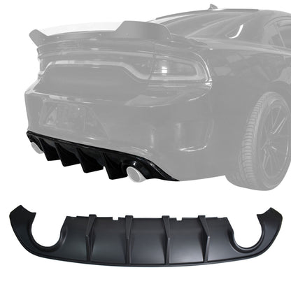 ALL-CARB Matte Black Rear Bumper Lip Spoiler Diffuser Splitter Valance Replacement for Charger 2015-2020
