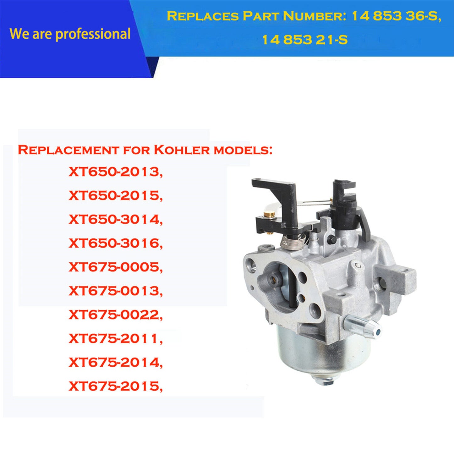 14 853 36-S Carburetor 14 853 21-S Replacement for Kohler XT6.5 XT6.75 XT650 XT675 Engine Replacement for Toro Lawn Mower with Gasket Fuel Filter