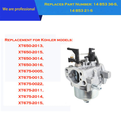 14 853 36-S Carburetor 14 853 21-S Replacement for Kohler XT6.5 XT6.75 XT650 XT675 Engine Replacement for Toro Lawn Mower with Gasket Fuel Filter