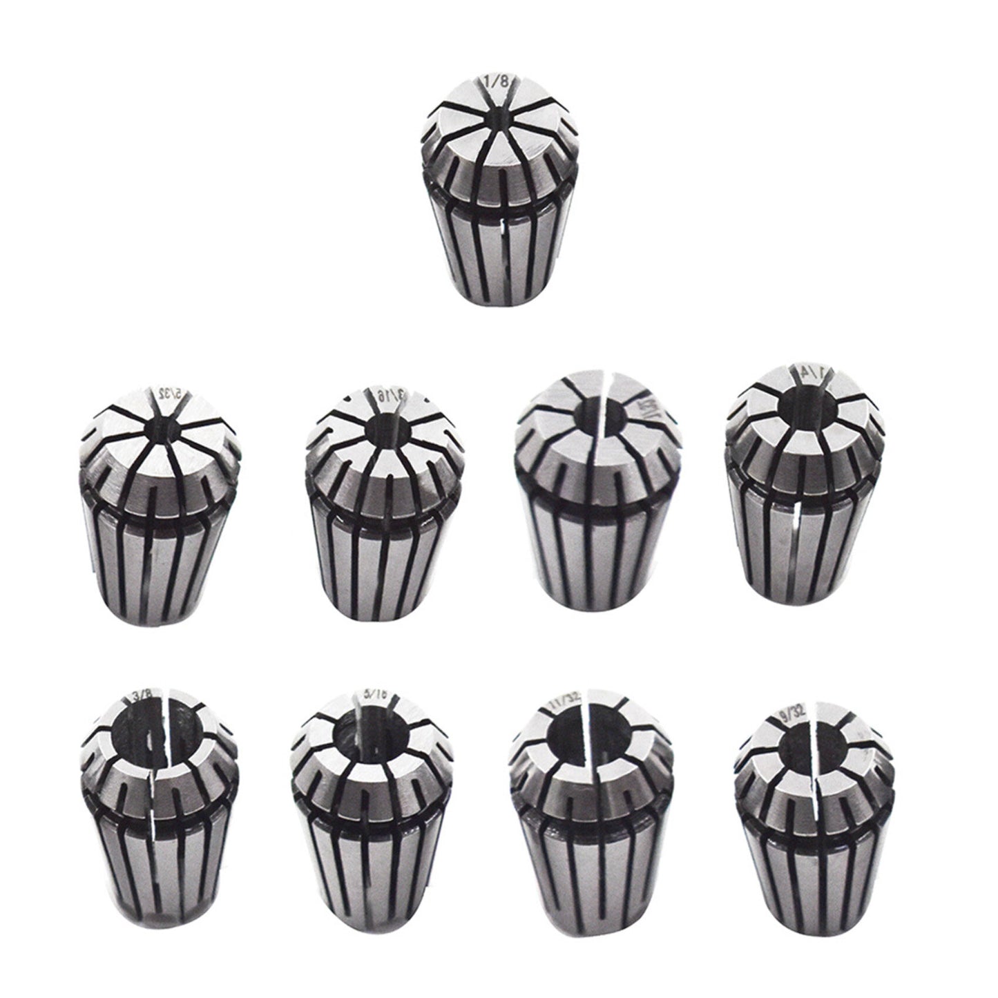 ALL-CARB 9Pcs ER16 Spring Collet Set 1/8 - 3/8 Inch for CNC Milling Lathe Tool and Engraving Machine Carbon Steel