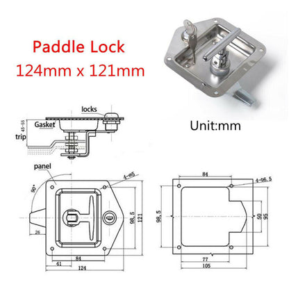 ALL-CARB 4 Trailer Door Latch Folding T-Handle Lock with Keys Stainless Steel Polished for Trailer Door RV Camper Truck Bed Toolboxes