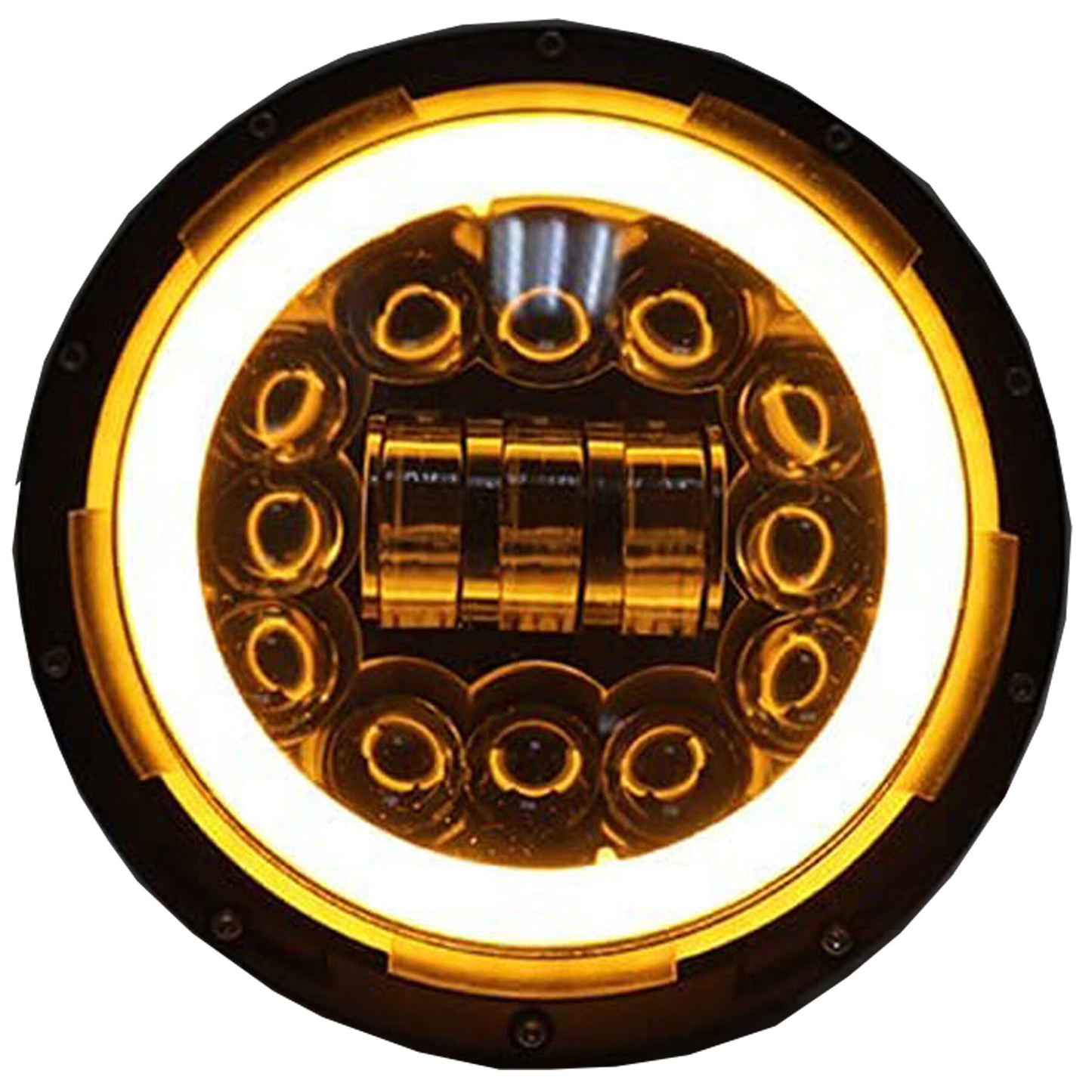 ALL-CARB 7 Inch Led Headlights Halo Motorcycle Headlights with Aperture Replacement for JK TJ LJ CJ