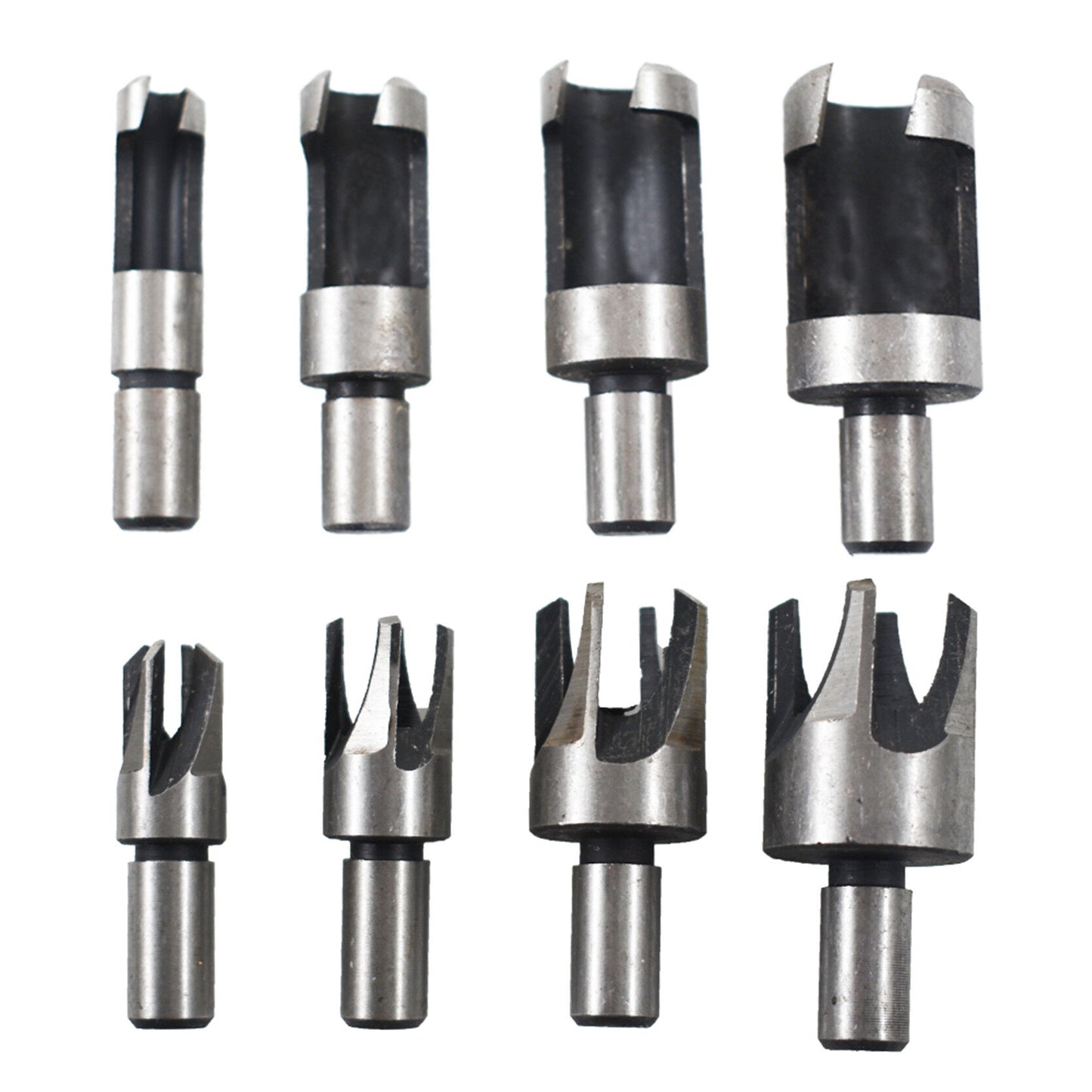 ALL-CARB 8Pcs Wood Plug Cutter Carbon Steel Straight and Taper Claw Drill Bit Set Fit for Woodworking Hole Saw Cutting 5/8 1/2 3/8 1/4