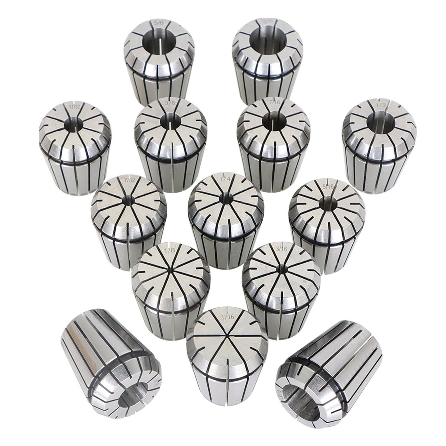 ALL-CARB 14Pcs ER32 Spring Collet Set 1/16 - 3/4 Inch for CNC Milling Lathe Tool and Engraving Machine Carbon Steel