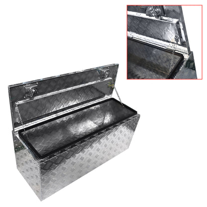 ALL-CARB 42 Inch Trailer Tongue Tool Box Aluminum Heavy Duty Truck Pickup Underbody Underbed Storage Organizer 5 Bar Tread Tool Box Weather Resistant Seal w/Lock & Keys Siver
