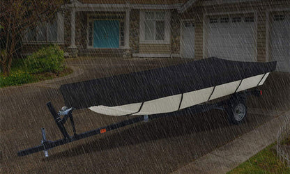 ALL-CARB 600D Water Proof Heavy Duty Trailerable Boat Cover Replacement for Jon Boat 14ft length Beam Width to 70inches Black