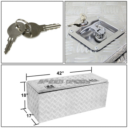 ALL-CARB 42 Inch Trailer Tongue Tool Box Aluminum Heavy Duty Truck Pickup Underbody Underbed Storage Organizer 5 Bar Tread Tool Box Weather Resistant Seal w/Lock & Keys Siver