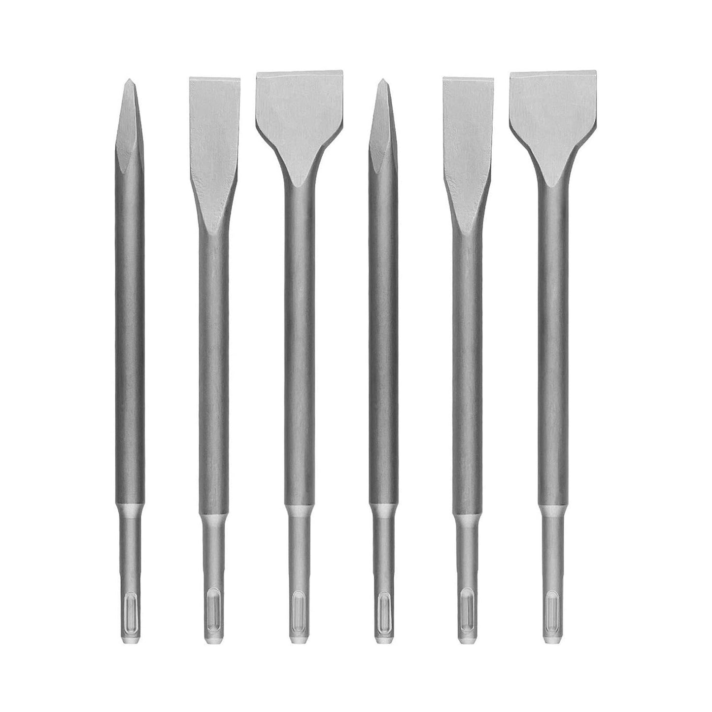 ALL-CARB SDS Plus Chisel Set, 6-Piece 40Cr Steel Concrete Drill Bit Set, Rotary Hammer Bits Chisel Set Including Point Chisel, 20mm Flat Chisel, 40mm Flat Chisel