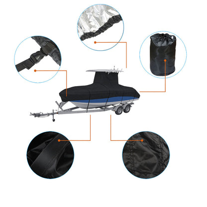 ALL-CARB 420D Heavy Duty Center Console T-Top Waterproof Boat Cover Replacement for Center Console Style Boats with T-Top Roofs Black