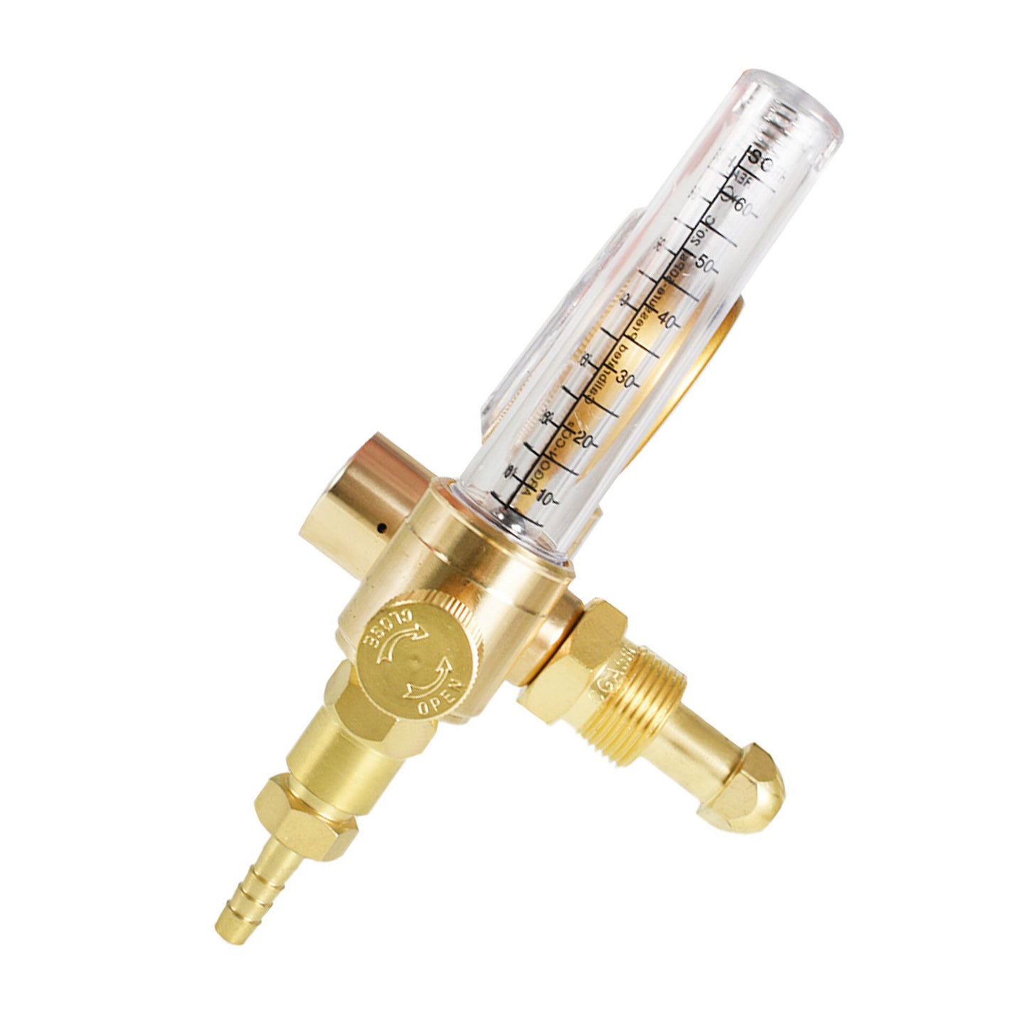 ALL-CARB Dual Output Argon Flow Meter Regulator Mig Tig 0-60CFH CGA580 Inlet Connection 5/8Inch UNF-18RH Outlet