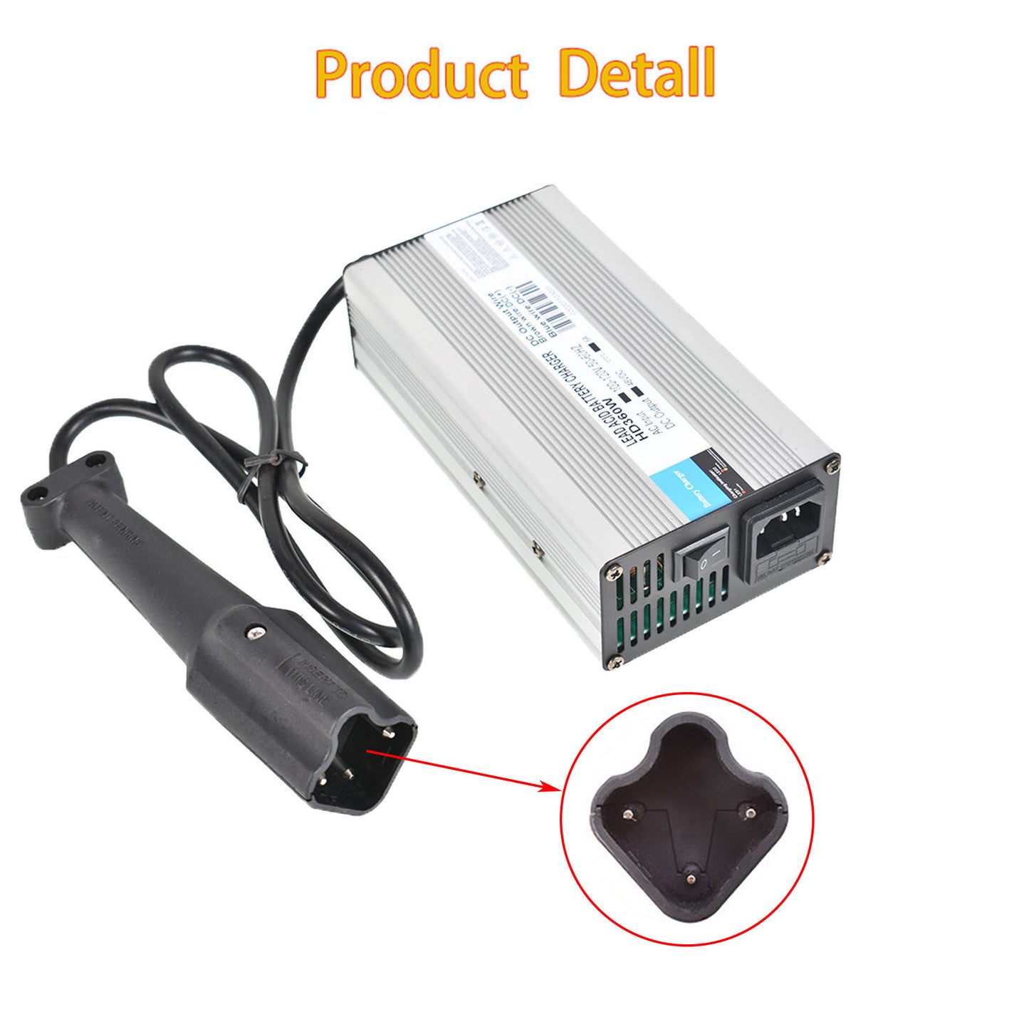 ALL-CARB 48V 6A Battery Charger with 3-Pin Plug Replacement for Yamaha 2007-Up