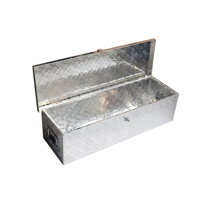 ALL-CARB 39 Inch Trailer Tongue Tool Box Aluminum Heavy Duty Truck Pickup Underbody Underbed Storage Organizer 5 Bar Tread Tool Box w/Lock & Keys Siver