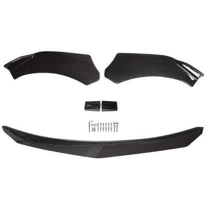 ALL-CARB Universal Black Carbon Fiber Look Front Bumper Lip Diffuser Splitter Spoiler 3 Pieces Body Kit