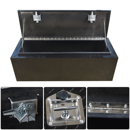 ALL-CARB 48 Inch Trailer Tongue Tool Box Aluminum Heavy Duty Truck Pickup Underbody Underbed Storage Organizer 5 Bar Tread Tool Box Weather Resistant Seal w/Lock & Keys Black