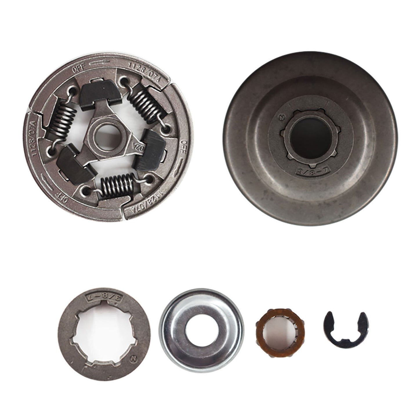 ALL-CARB 3/8 -7T Spur Clutch Drum Sprocket Bearing Kit with Needle Bearing Clutch Washer E-Clip Replacement for Stihl 036 MS360 Chainsaw