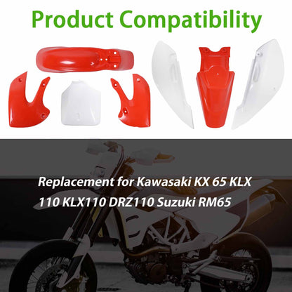 ALL-CARB Plastic Fender Fairing Replacement for Kawasaki KX 65 KLX 110 KLX110 DRZ110 Suzuki RM65 Red