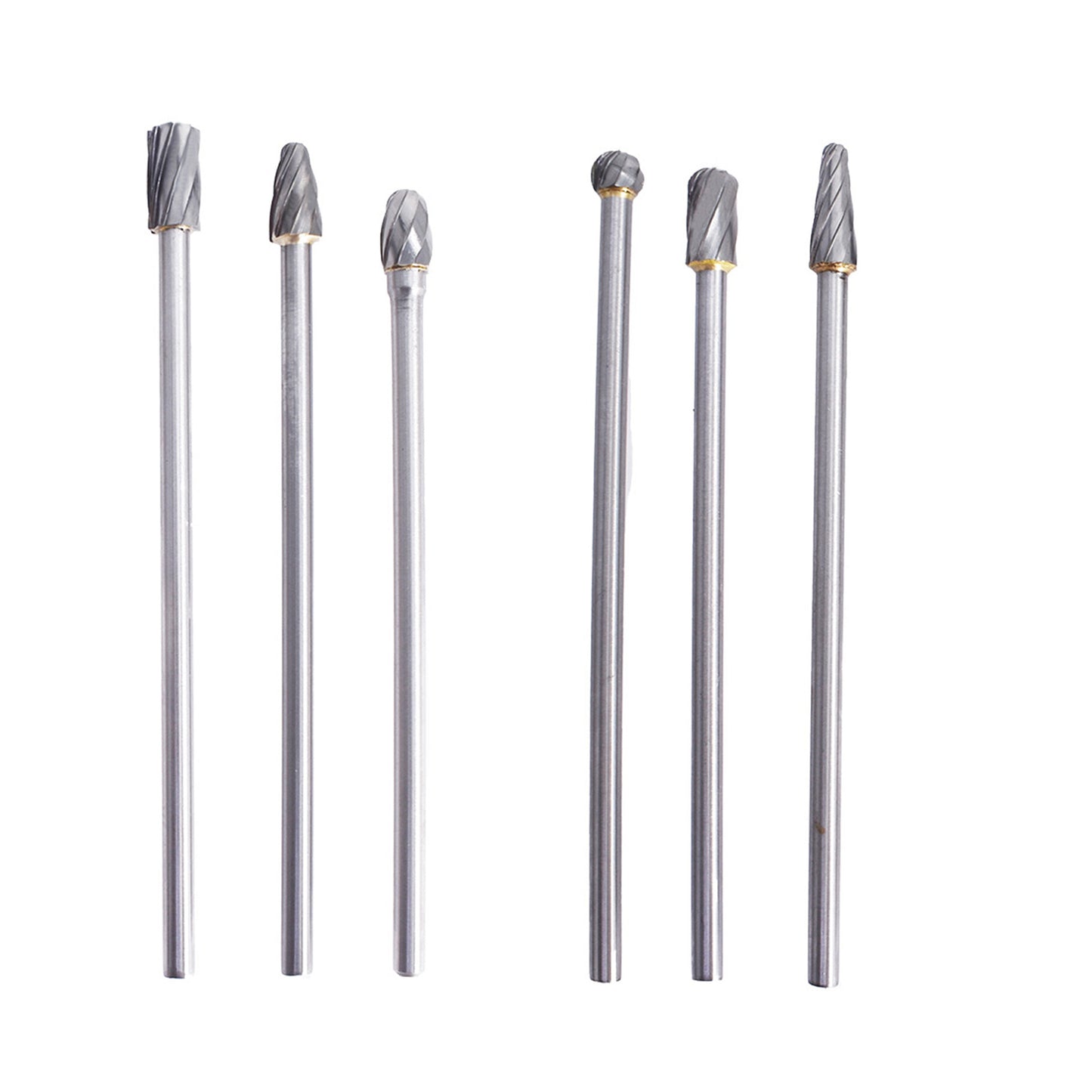 ALL-CARB 6Pcs 6MM(1/4 Inch) Shank 10MM Head 150MM Length Carbide Alloy Rotary Burr Set Fit Rotary Tool for Woodworking, Drilling, Metal Craving, Engraving, Polishing