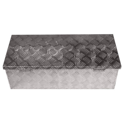 ALL-CARB 30 Inch Trailer Tongue Tool Box Aluminum Heavy Duty Truck Pickup Underbody Underbed Storage Organizer 5 Bar Tread Tool Box w/Lock & Keys Siver