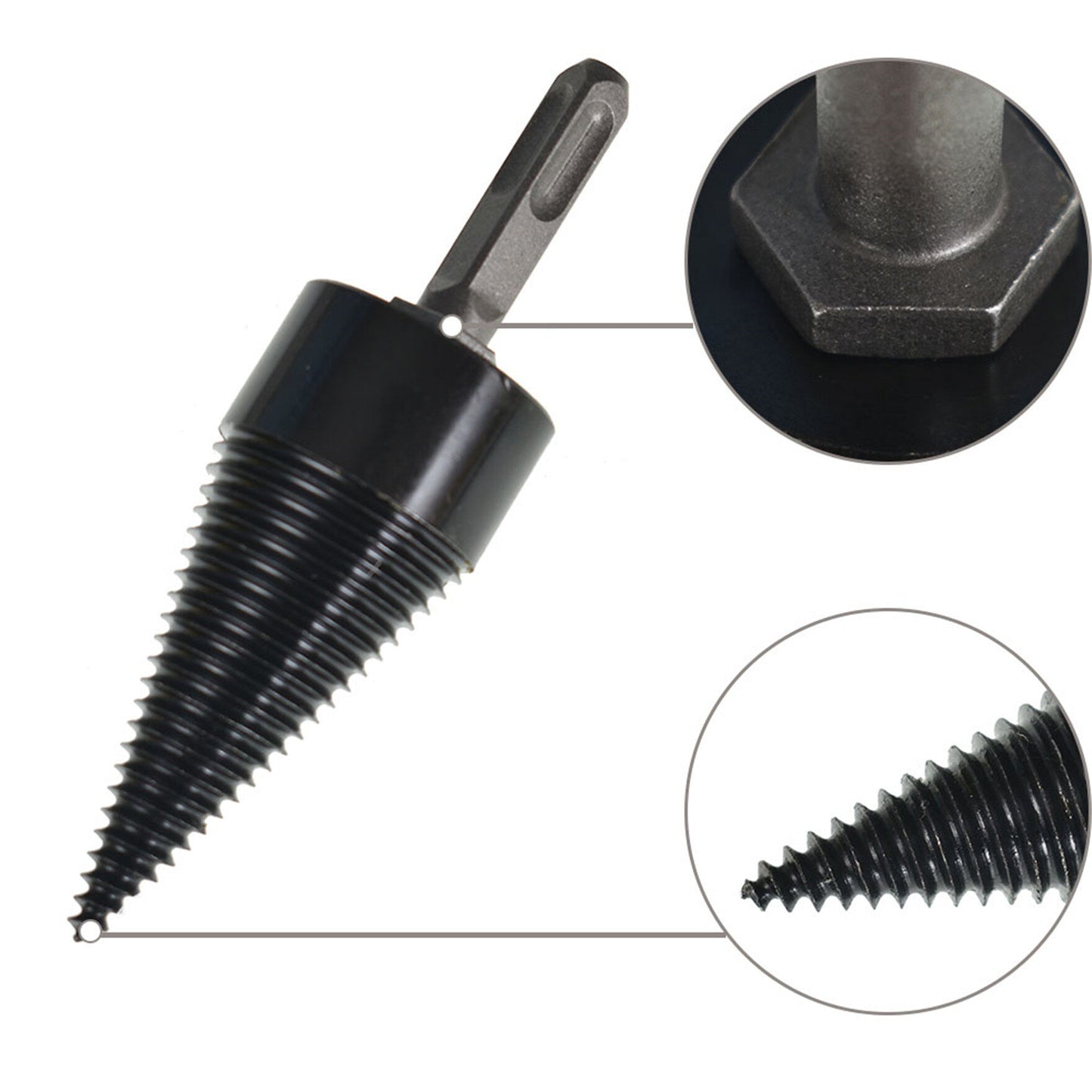 ALL-CARB Hex+Square+Round Wood Splitter Firewood Drill Bit Replacement for 42mm Household Electric Drill