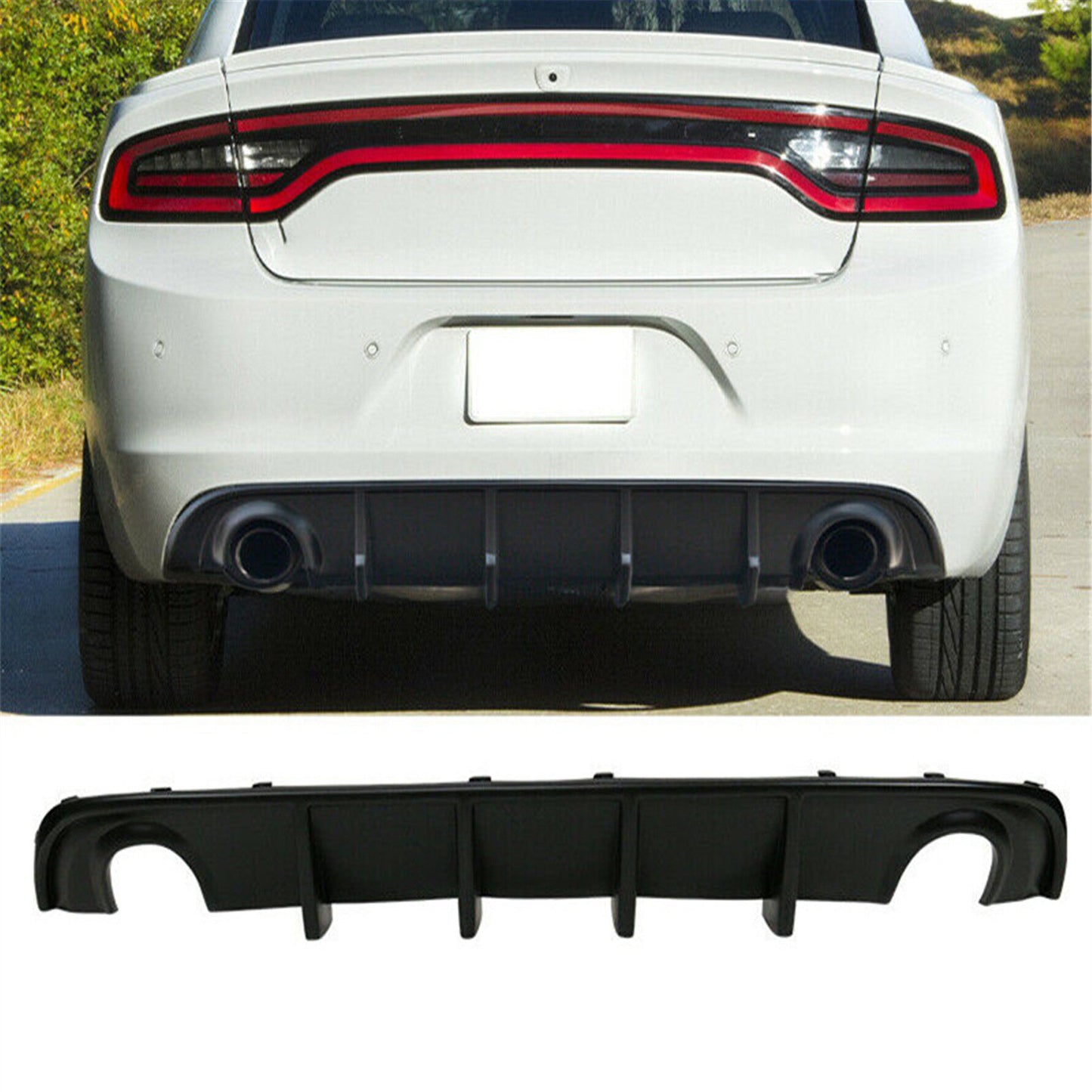ALL-CARB Matte Black Rear Bumper Lip Spoiler Diffuser Splitter Valance Replacement for Charger 2015-2020