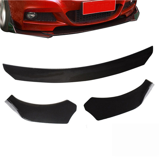 ALL-CARB Universal Black Carbon Fiber Look Front Bumper Lip Splitter Spoiler 3 Pieces Body Kit
