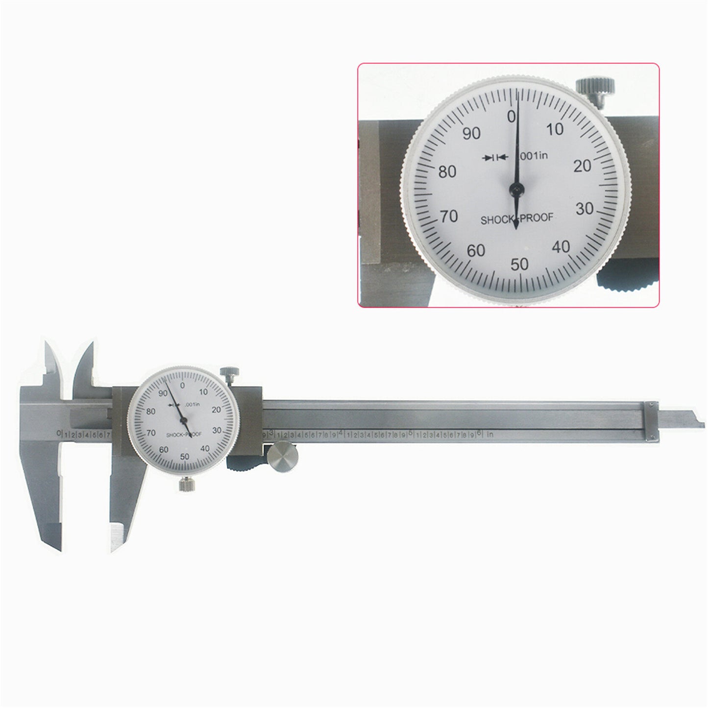 ALL-CARB Dial Caliper 6 Inch with 0.001 Precision Stainless Steel Shockproof 4-Way Measurement with Plastic Case