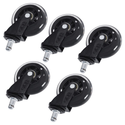 ALL-CARB 3 Bright Black Office Chair Casters Wheels Set of 5Pcs, Replacement for Desk Floor Mat, Universal Fit