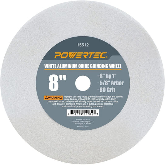 ALL-CARB Grinding Wheel 8 Inch Diameter 1 Inch Thickness White Aluminum Oxide Bench Grinder Wheel 80 Grit 5/8 inch Arbor