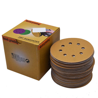 ALL-CARB 100Pack 5-Inch 8-Hole Hook and Loop Sanding Disks 220 Grit Application On Automotive, Marine, Industrial, Woodworking