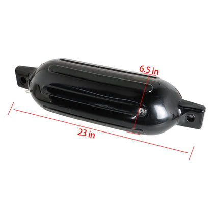 ALL-CARB 4Pcs Black Boat Fenders 6.5 by 23 Inches Vinyl Ribbed Marine Boat Bumpers
