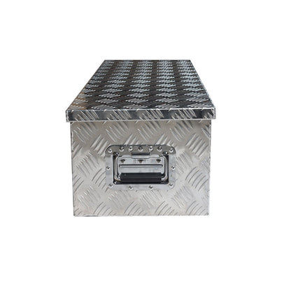 ALL-CARB 39 Inch Trailer Tongue Tool Box Aluminum Heavy Duty Truck Pickup Underbody Underbed Storage Organizer 5 Bar Tread Tool Box w/Lock & Keys Siver