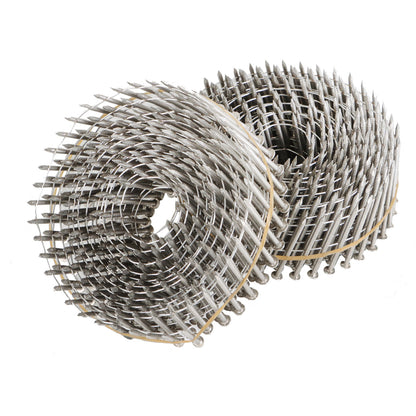 ALL-CARB 3600 Count 1-3/4-Inch x .090-Inch 15-Degree Ring Shank Stainless Steel Siding Nails Collated Wire Coil Siding Nails for Cement Board Siding or Fencing