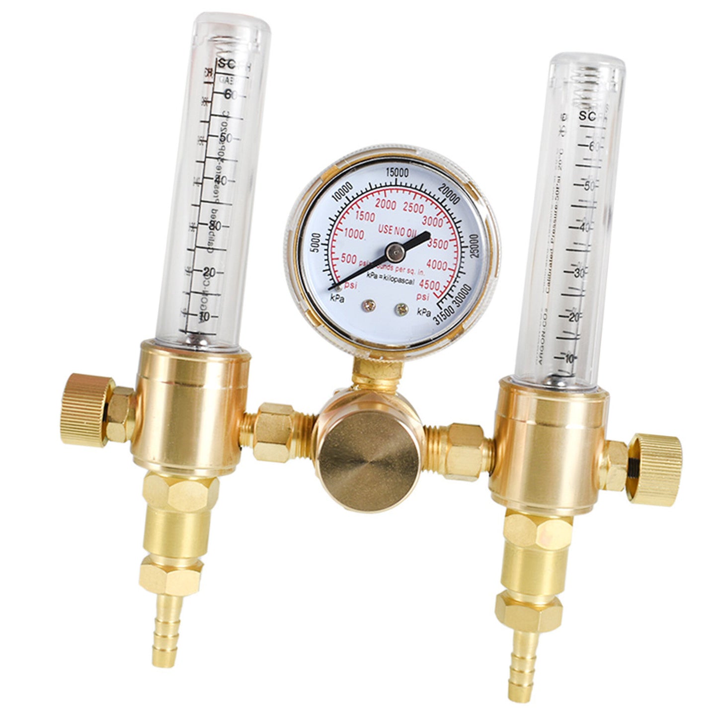 ALL-CARB Dual Output Argon Flow Meter Regulator Mig Tig 0-60CFH CGA580 Inlet Connection 5/8Inch UNF-18RH Outlet