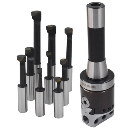 ALL-CARB 2 Inch Boring Head R8 Shank 9Pcs Boring Bars 1/2 Inch Carbide Boring Bar Set Boring Head Milling Set