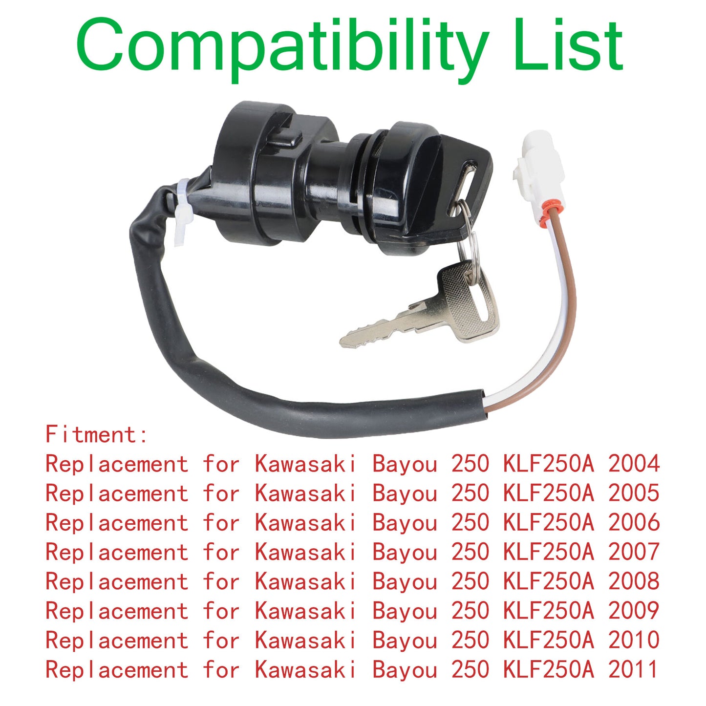 ALL-CARB Ignition Key Switch Replacement for Kawasaki Bayou 250 KLF250A 2004-2011 27005-0002